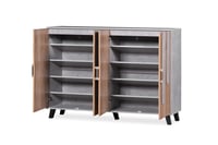 خزانة أحذية 4 أبواب ماليزي - بيج ورمادي