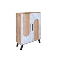 خزانة أحذية بابين خشب ماليزي – خشبي مع رمادي