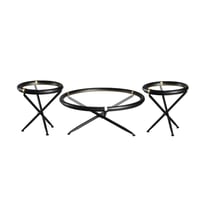 طقم طاولات شاي زجاج دائري 3 قطع
