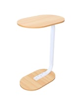 طاولة جانبية بيضاوية - خشبي وأبيض