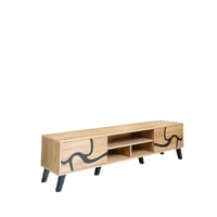 طاولة تلفزيون خشب ماليزي 180 سم - بيج واسود