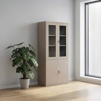 دولاب مكتبي حديد 5 رفوف لون بيج