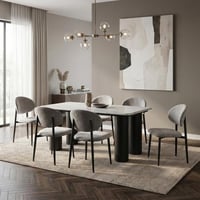 طاولة طعام رخام 6 كراسي - رمادي