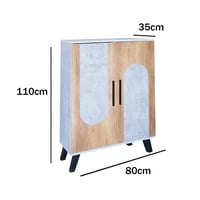 خزانة أحذية بابين خشب ماليزي - رمادي وخشبي