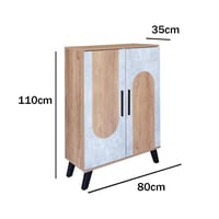 خزانة أحذية بابين خشب ماليزي – خشبي مع رمادي