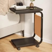 طاولة خدمة اسود متنقلة دورين مع جيب تخزين جانبي