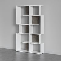 وحدة أرفف بتصميم مفتوح خشب ماليزي لون أبيض ورصاصي