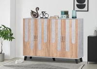 خزانة أحذية 4 أبواب ماليزي - بيج ورمادي