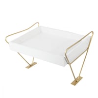 صينية تقديم الطعام مستطيلة مع حامل ذهبي