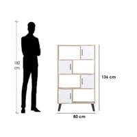 خزانة كتب خشب ماليزي 4 دور رفوف مع ادراج لون خشبي...