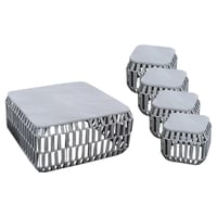 طقم طاولات مجالس فاخرة 5 قطع رمادي