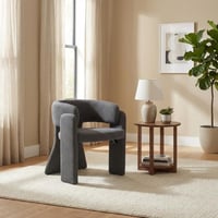 كرسي جلوس مودرن مفرد قماش كتان - رمادي غامق