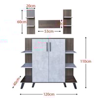 ركن قهوة مع أرفف معلقة - لون بني غامق ورصاصي