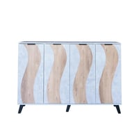 خزانة أحذية 4 أبواب خشب ماليزي 160 سم - رمادي وخشب...