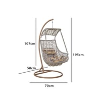 كرسي مرجيحة راتان ومعدن للمساحات الخارجية - لون رم...