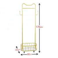 استاند ملابس متحرك 176 سم ذهبي مع عجلات قابل للنقل