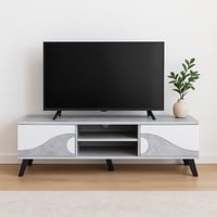 طاولة تلفزيون 160 سم - رمادي فاتح وابيض