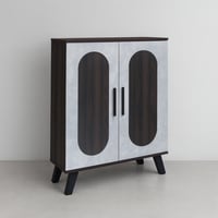 خزانة أحذية بابين خشب ماليزي - بني غامق ورمادي