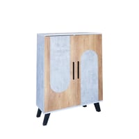 خزانة أحذية بابين خشب ماليزي - رمادي وخشبي