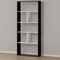 وحدة رفوف مفتوحة 5 دور , خشب ماليزي لون أسود وأبيض...