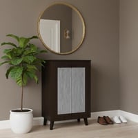 خزانة أحذية بابين خشب ماليزي 4 ادوار - بني ورصاصي