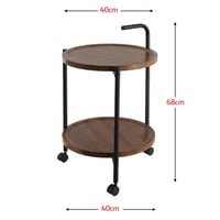 عربة خدمة متحركة دورين بيد دائرية - بني واسود