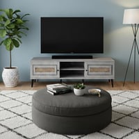 طاولة تلفزيون 180 سم خشب ماليزي مع درجين وارفف - ر...