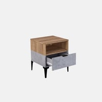 كومودينو درج ورف - خشبي ورمادي