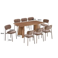 طاولة طعام خشب بني 8 كراسي