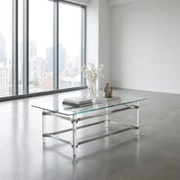 طاولة قهوة زجاج بقاعدة اكريليك 120 سم