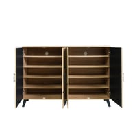 خزانة أحذية خشب ماليزي 2 قسم 5 أدوار - بيج واسود