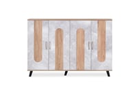 خزانة أحذية 4 أبواب ماليزي - بيج ورمادي