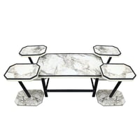 طقم طاولات خدمة خشب تركي 5 قطع - لون رخامي