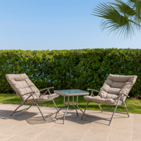 طاولة جلوس للحديقة مع 2 كراسي مريحة