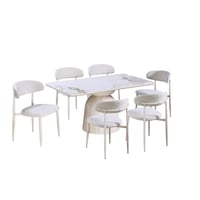 طاولة طعام سيراميك 6 كراسي - ابيض