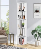 وحدة تخزين زاوية 6 رفوف لون أبيض ورمادي