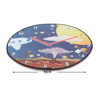 سجادة دائرية للأطفال بتصميم ساعة ورسومات الفضاء مق...