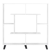 وحدة رفوف مكتبية خشب ماليزي بتصميم مفتوح لون ابيض