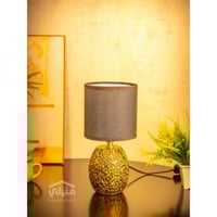 اباجورة سيراميك مربعة بنقوش ذهبية لون أسود - F-01-...