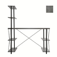 مكتب مع وحدة رفوف - رمادي