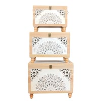 طقم 3 قطع صناديق خشبية للتخزين