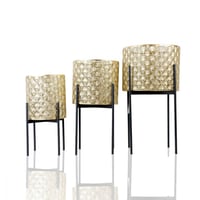 طقم مراكن ورود صناعية 3 قطع ذهبي