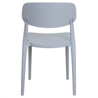 كرسي بلاستيك للطعام لون رمادي بمسند ظهر مريح