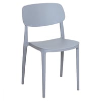 كرسي بلاستيك للطعام لون رمادي بمسند ظهر مريح