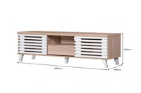 طاولة تلفزيون خشب ماليزي 160 سم لون خشبي وابيض