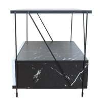 طاولة جانبية رفين ودرج - أسود رخامي