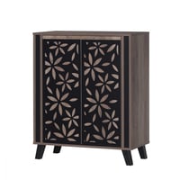 خزانة أحذية بابين خشب ماليزي بني وأسود