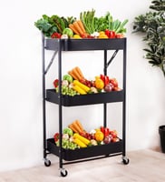 عربة تخزين 3 أدوار مع مقبض وعجلات متحركة قابلة للط...