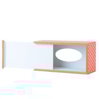 سلة مهملات مع علبة منديل لون برتقالي وأبيض