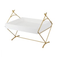 صينية تقديم مستطيلة مع ستاند حديد ذهبي بقاعدة ثابث...